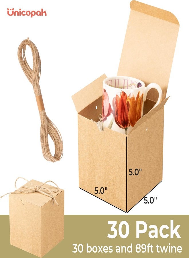 UnicoPak 30 Pack 5x5x5 Brown Small Gift Boxes, Great for Gift-giving like Mug, Candle, Ornament, Soap, Glass, Offering a Nice Gift Presentation - Image 2
